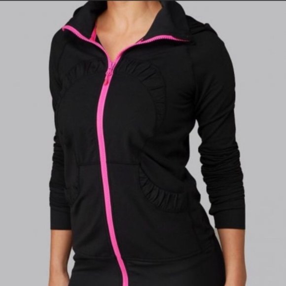 lululemon athletica Jackets & Blazers - Lululemon Athletica Black Gather Together Zip Up Hooded Jacket Pink Zipper - 6